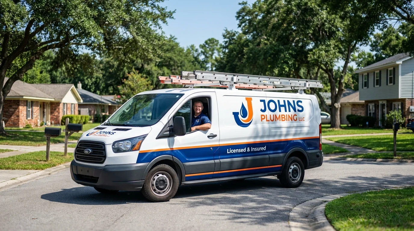 Johns Plumbing LLC service van in Marthasville, MO