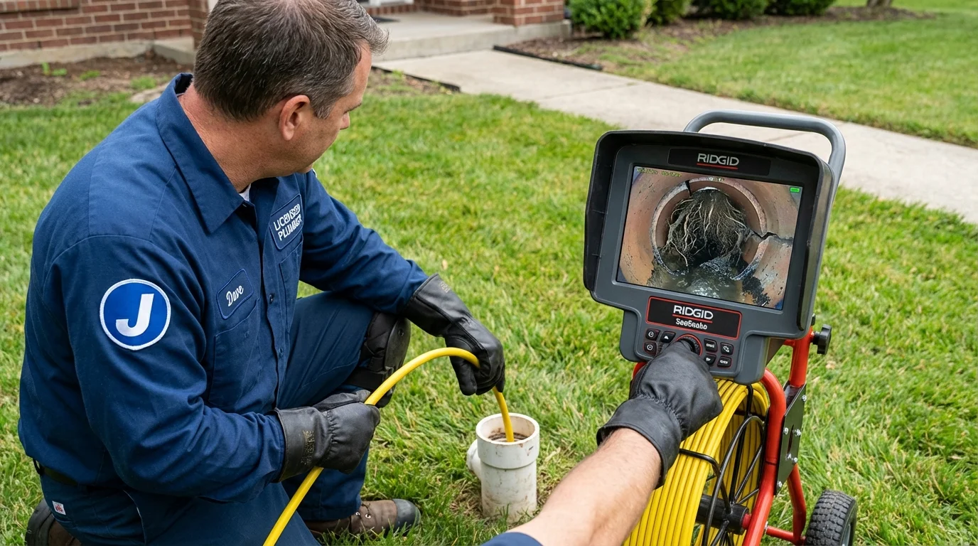 Sewer camera inspection being performed by Johns Plumbing LLC in Marthasville