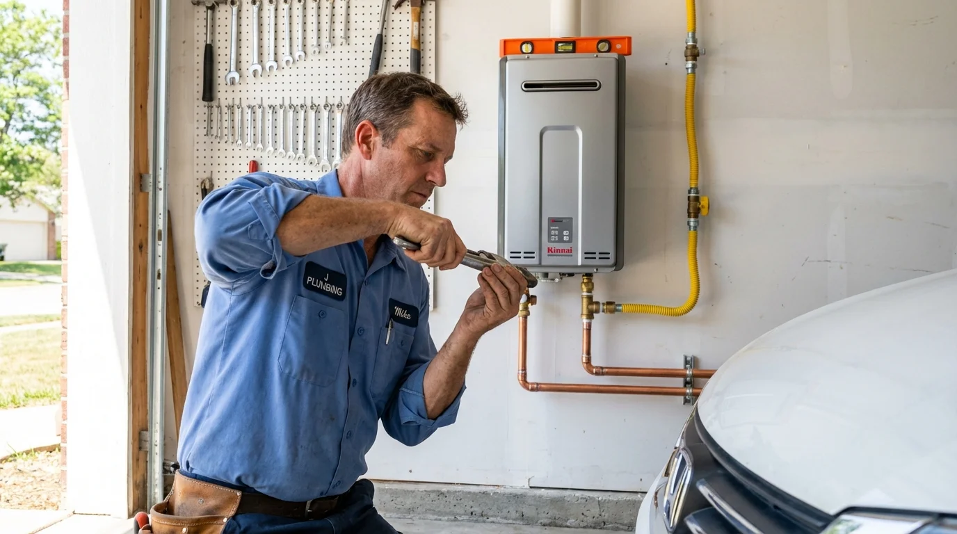 Tankless water heater installation by a Johns Plumbing LLC plumber in Marthasville